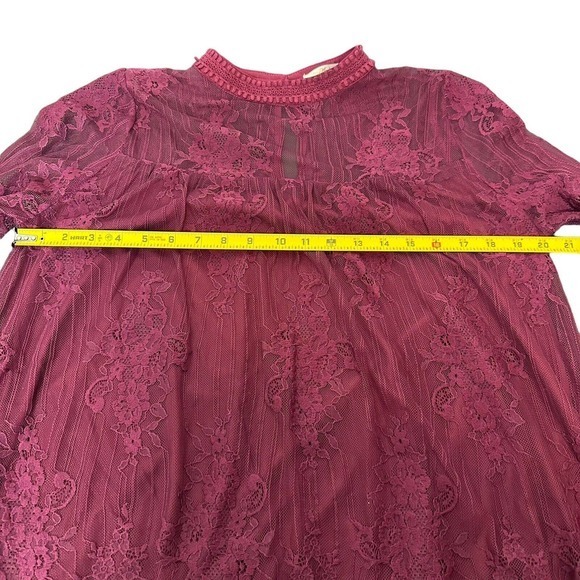 Andree By Unit Purple Mock Neck Lace Long Sleeve Blouse‎ Women's Medium - Picture 5 of 7